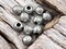 *50* 7mm Antique Silver Dimpled Round Large Hole Spacer Beads